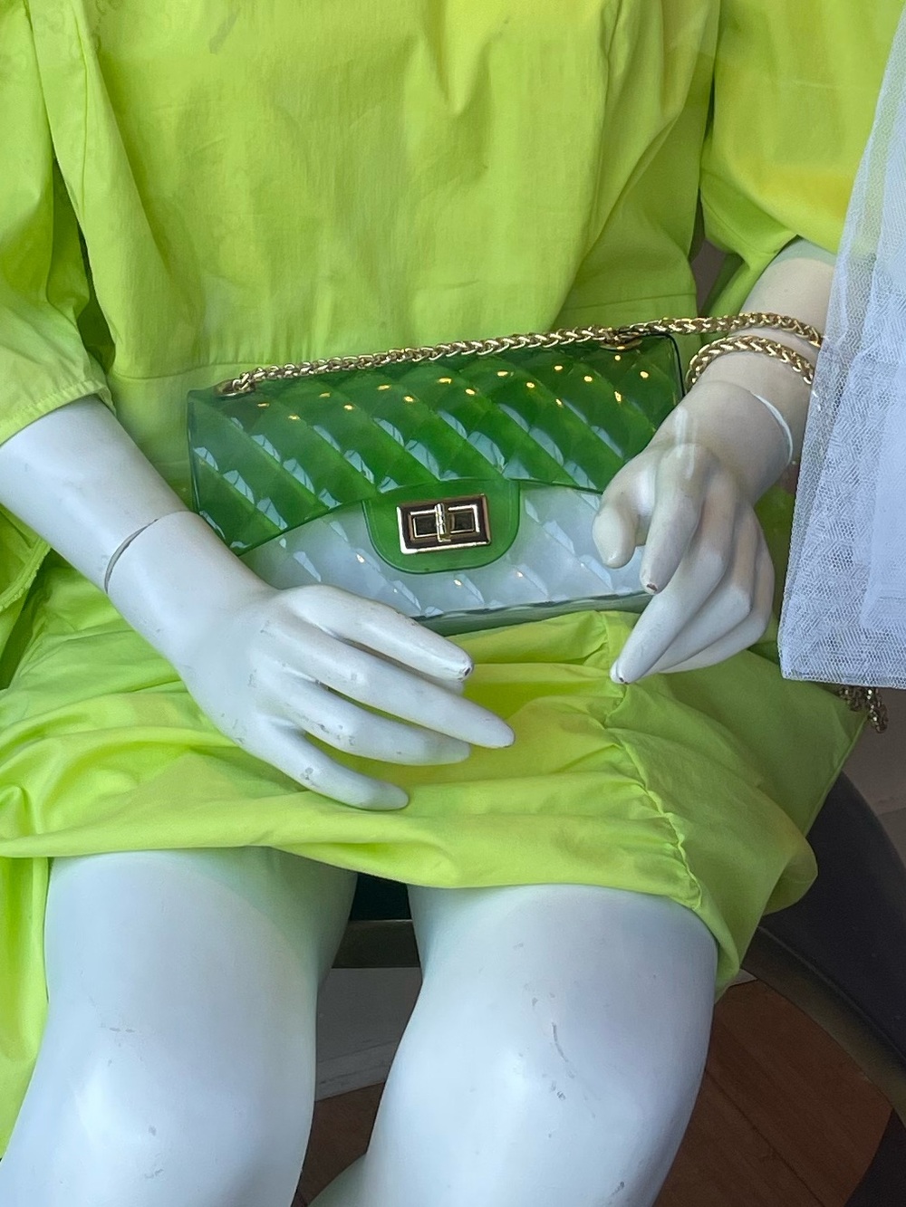 NWT  Jelly purse gold chain Green only